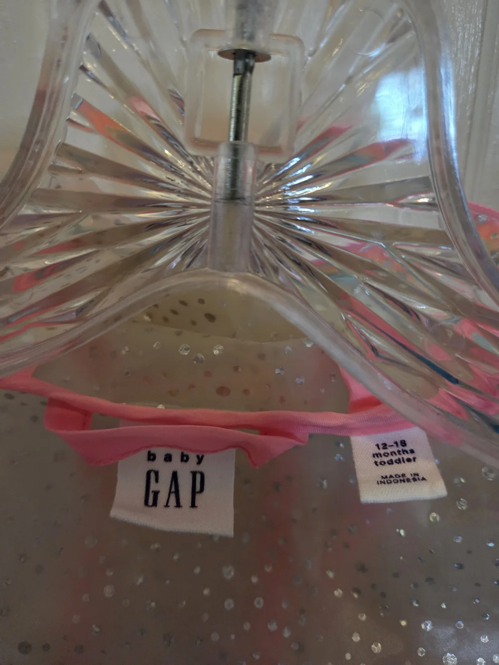 GAP Baby Clear Raincoat with Pink Trim and Silver Sparkle